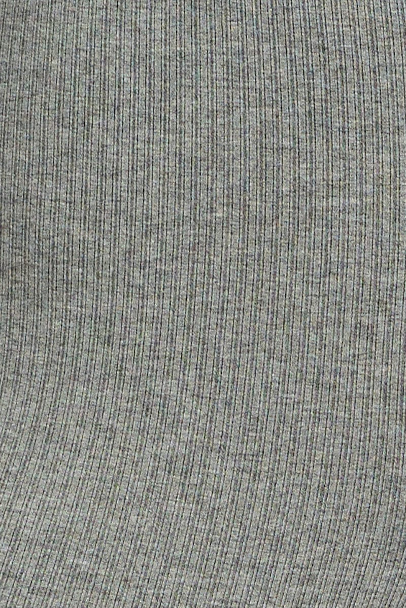 Grey Flare Leg Pants Rib