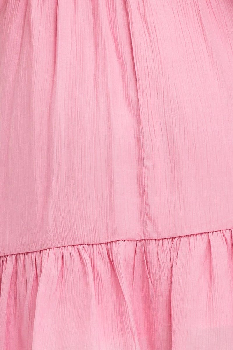 Pink Mini Dress Short Sleeve Evening