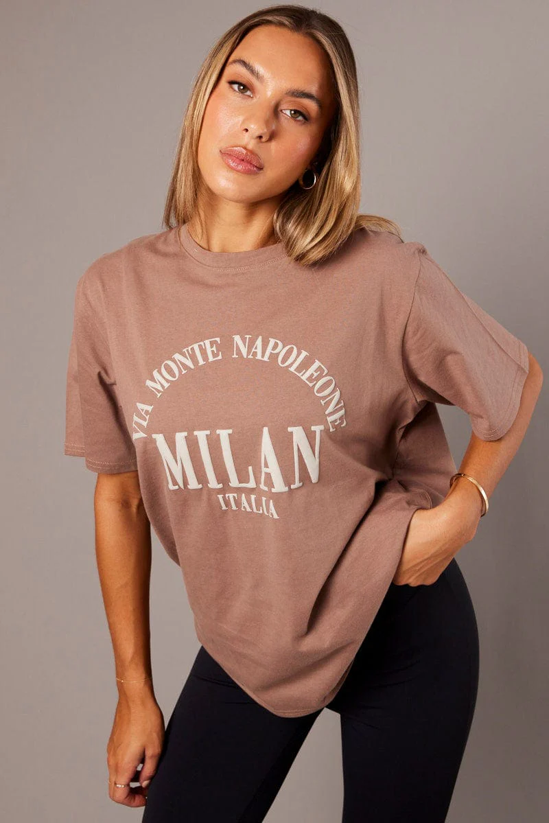 Brown Graphic Tee Short Sleeve