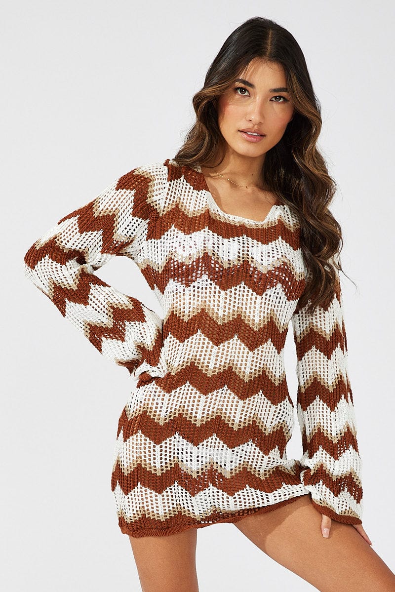 Brown Crochet Dress