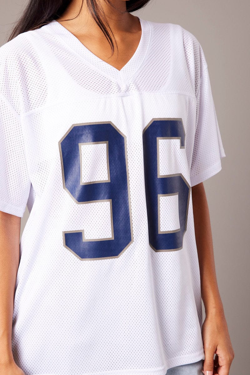 White Sports Tee Short Sleeve