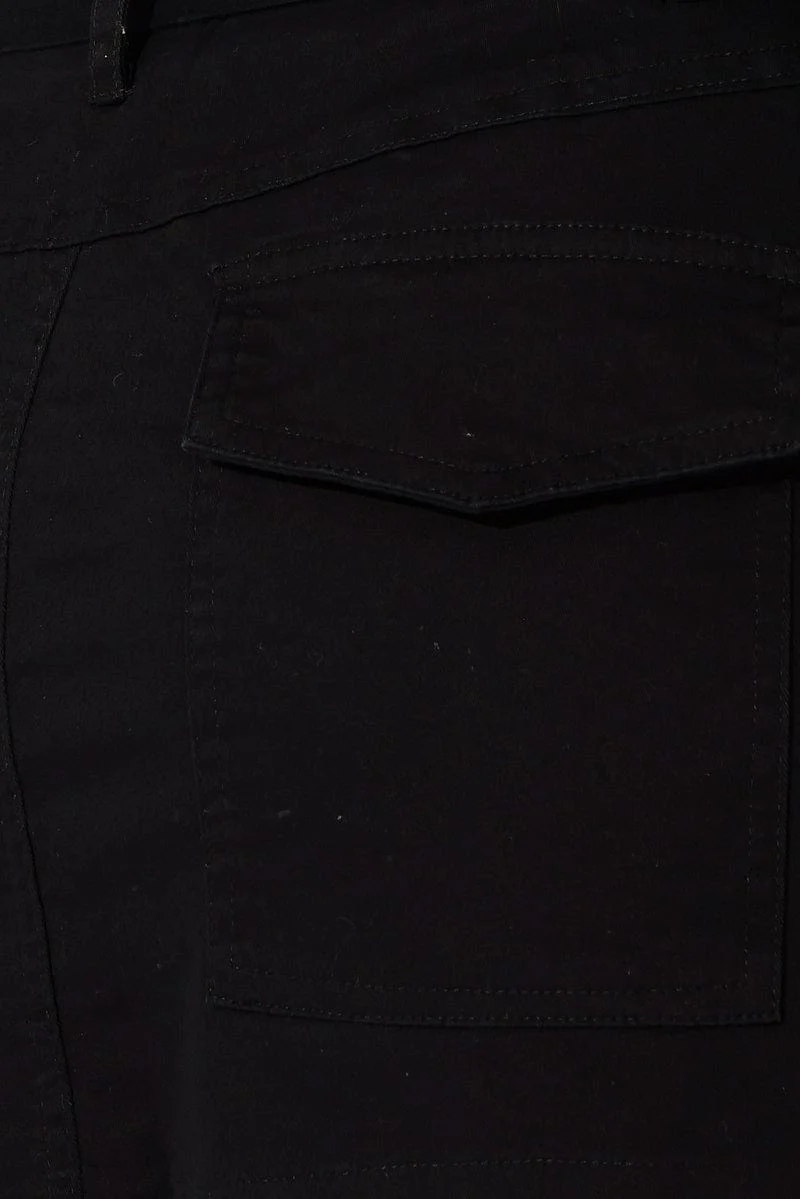 Black Cargo Skirt Mini Low Rise