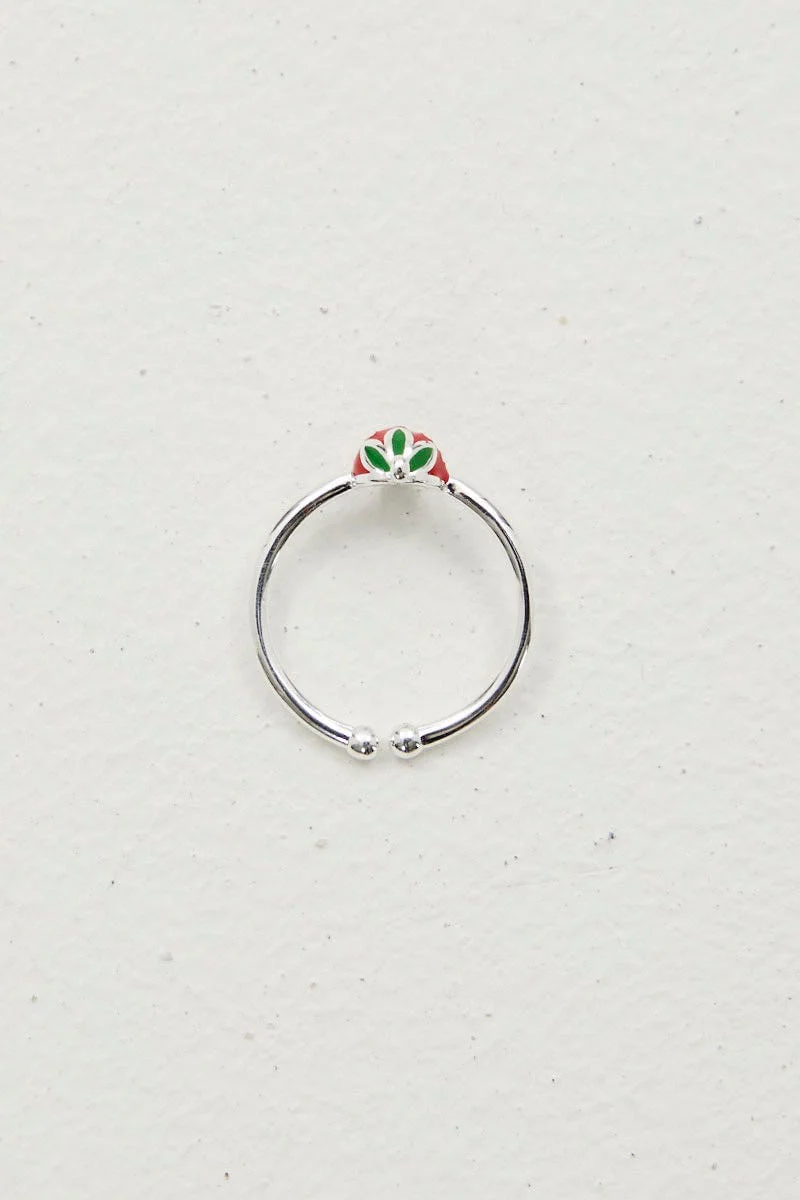 Red Strawberry Ring 925 Silver