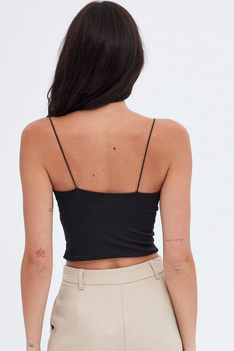 Black Crop Singlet Top