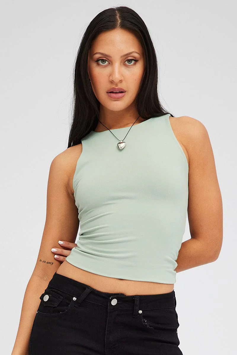 Green Supersoft Tank Sleeveless