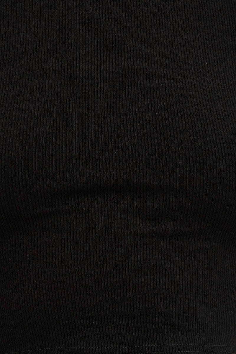 Black Ribbed Tank Top Crew Neck