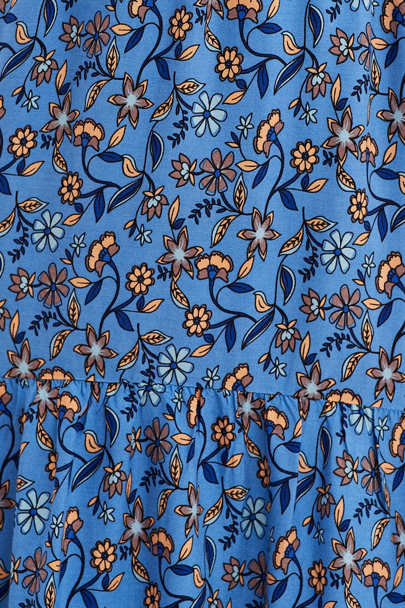 Boho Print Shirring Bust Maxi Dress