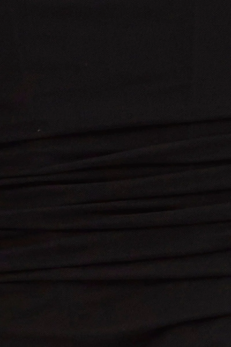 Black Ruched Corset Strapless Mesh