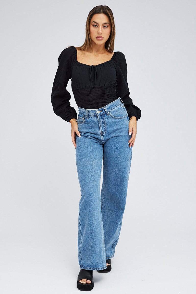 Black Bodysuit Short Sleeve Sweetheart Neck