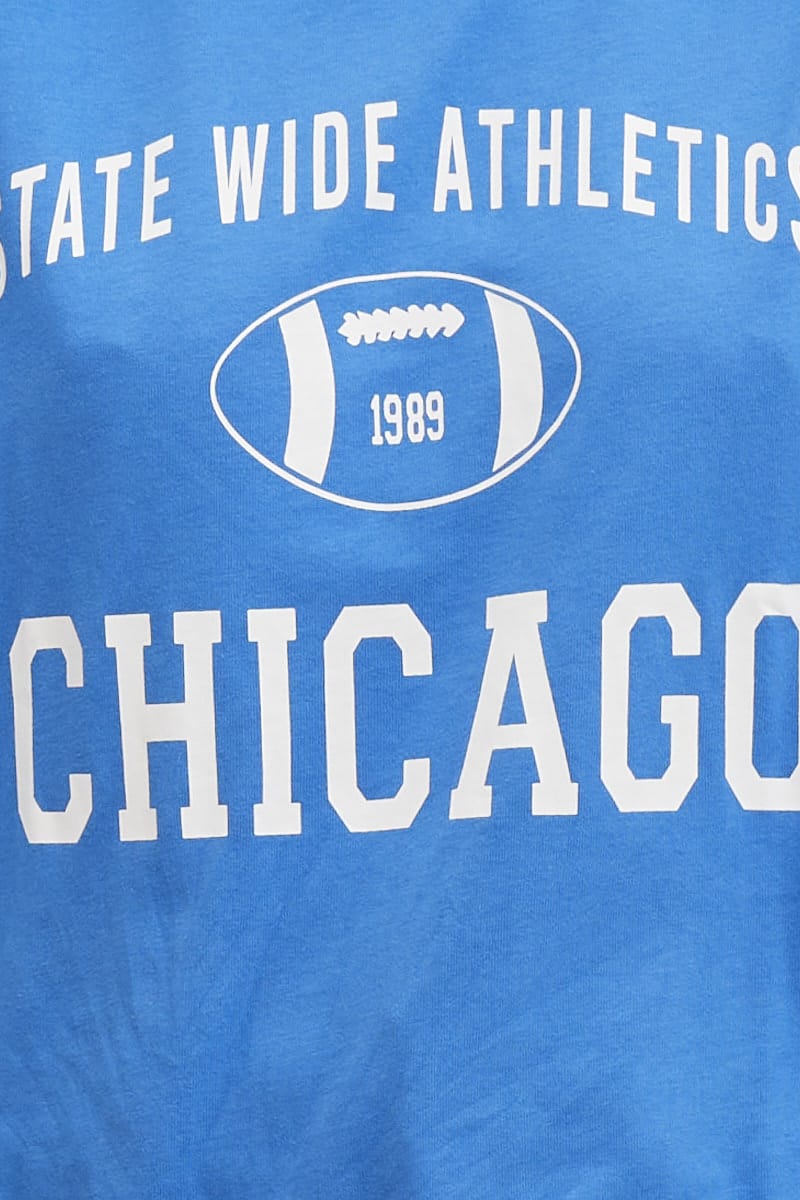 Blue Crew Neck Oversized Tee