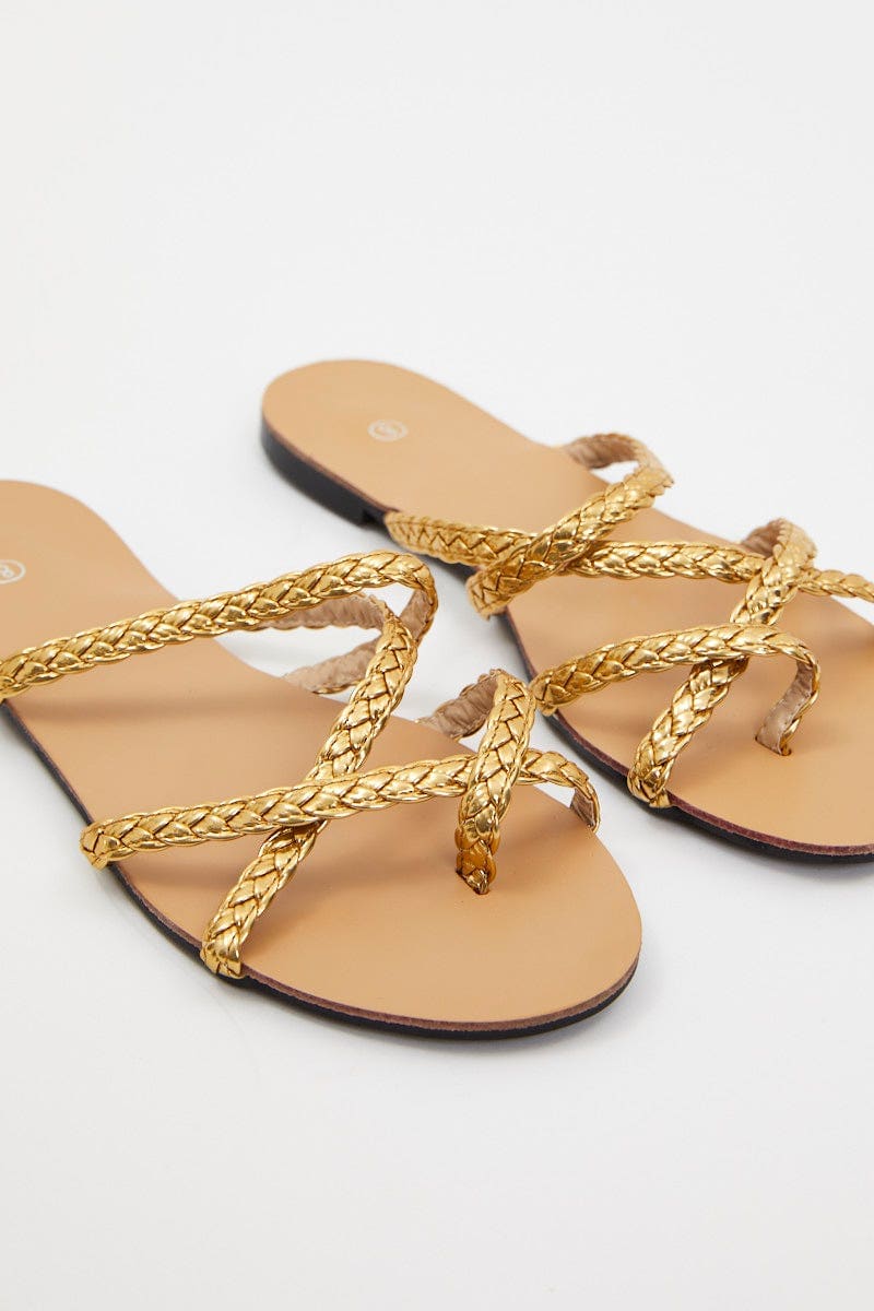 Gold Braid Woven Flat Slides