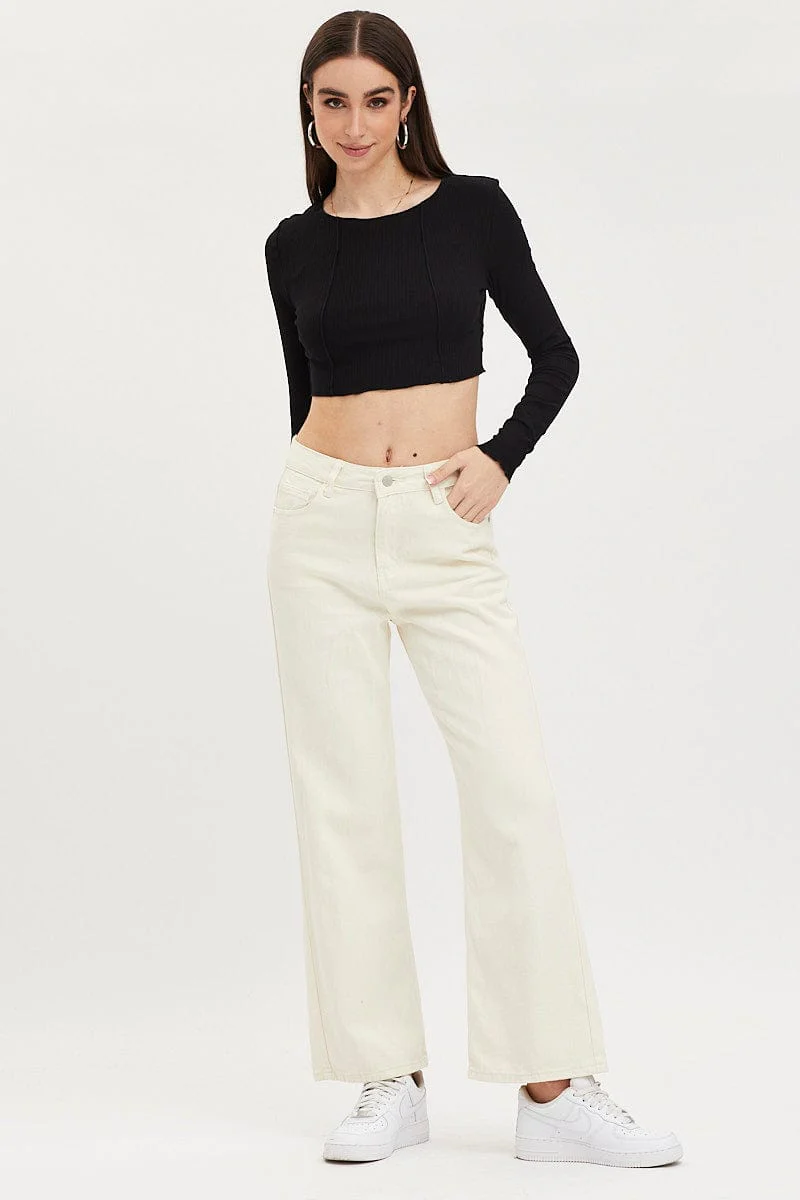 Black Bust Detail Top Long Sleeve