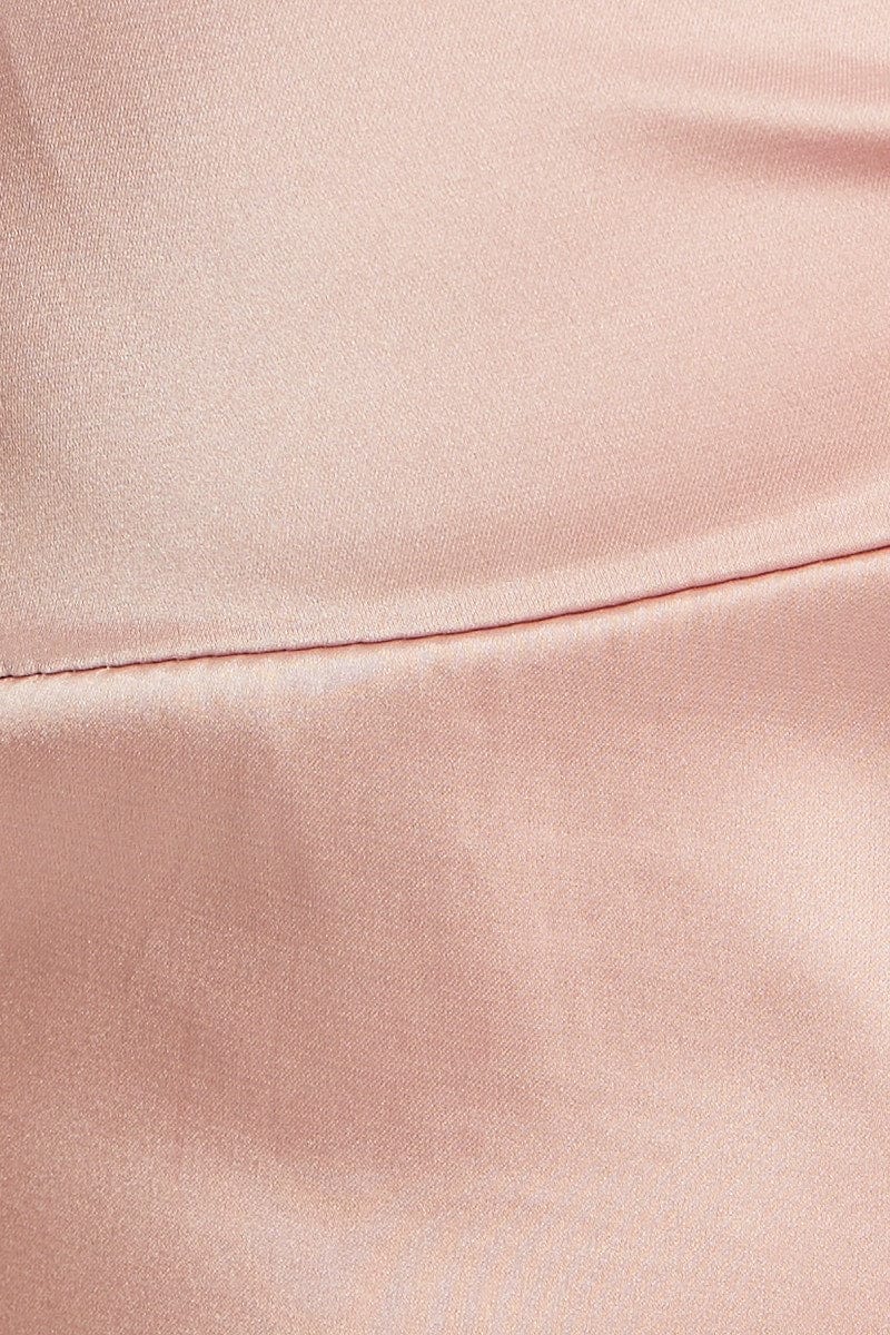 Pink Satin Puff Sleeve Crop Top