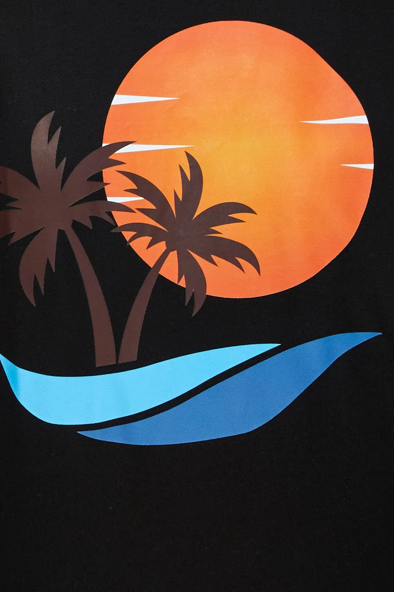 Black Graphic T Shirt Short Sleeve