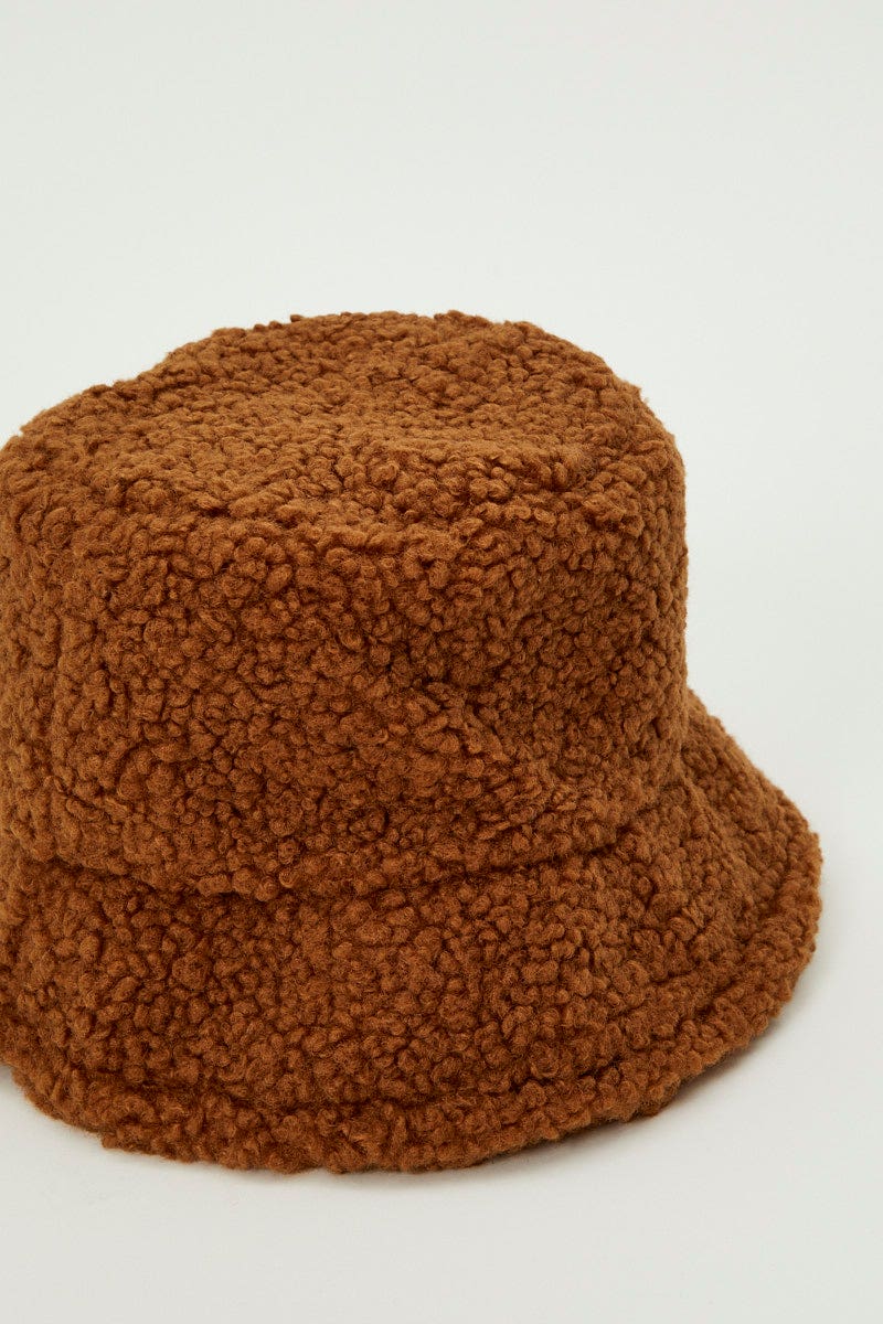 Brown Teddy Borg Bucket Hat