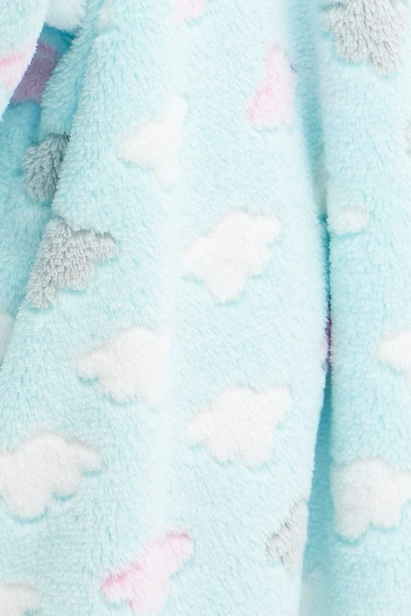 Green Cloud Print Cosy Blanket Hoodie PJ