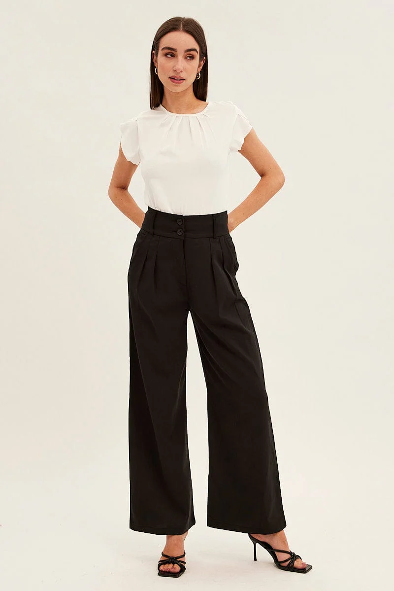 White Pleat Detail Workwear Top