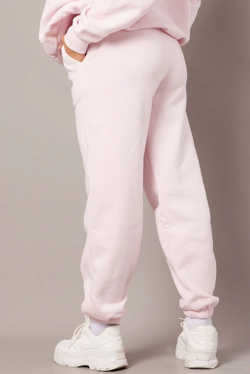 Pink Track Pants High Rise
