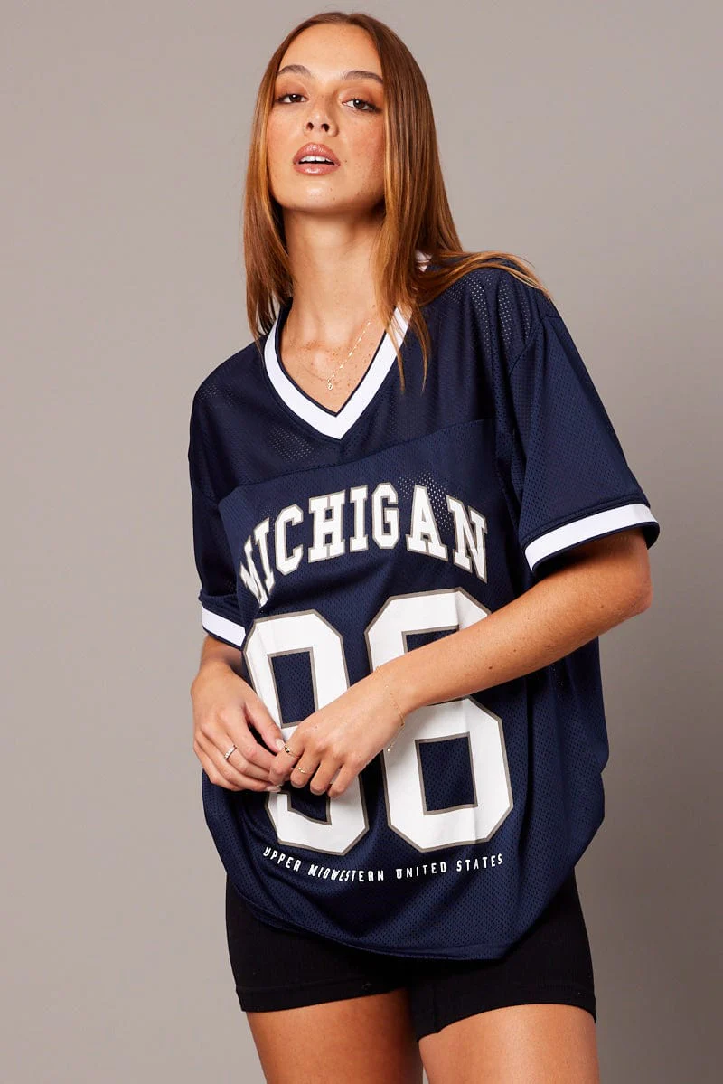 Blue Sports Tee Short Sleeve