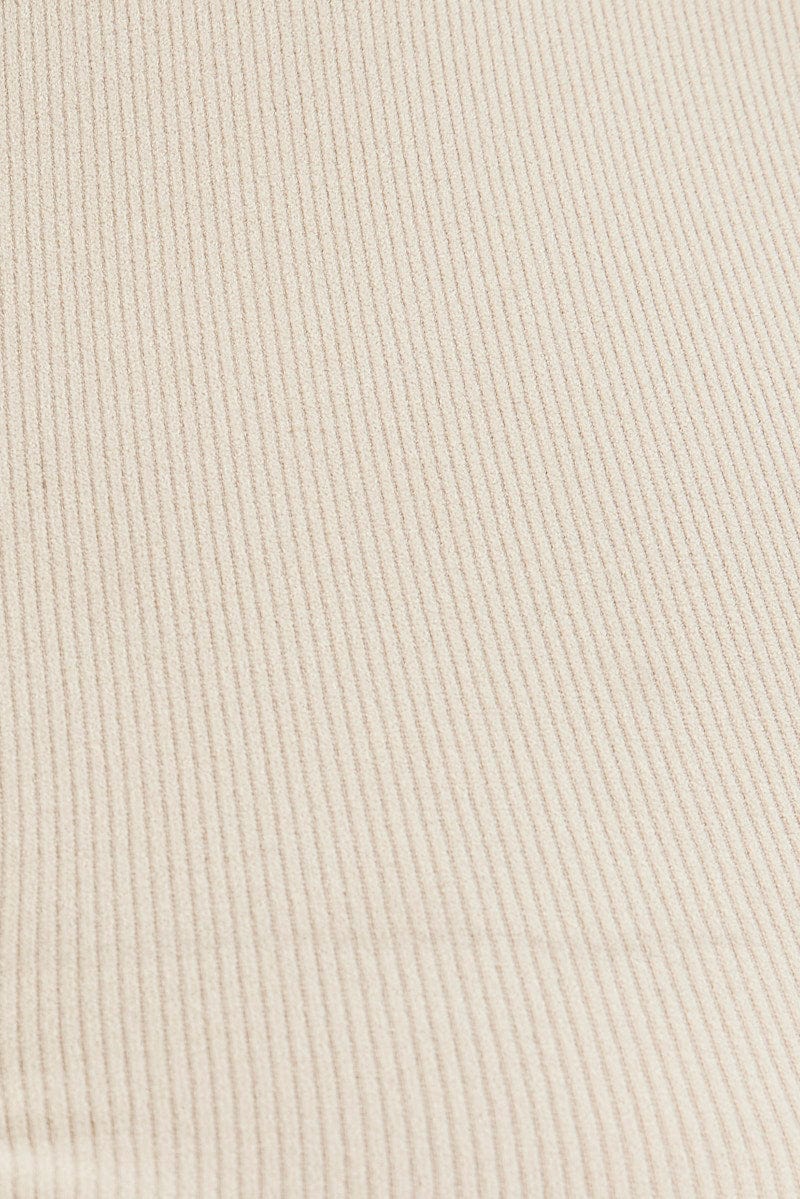 Beige Tank Top Lace Up Seamless