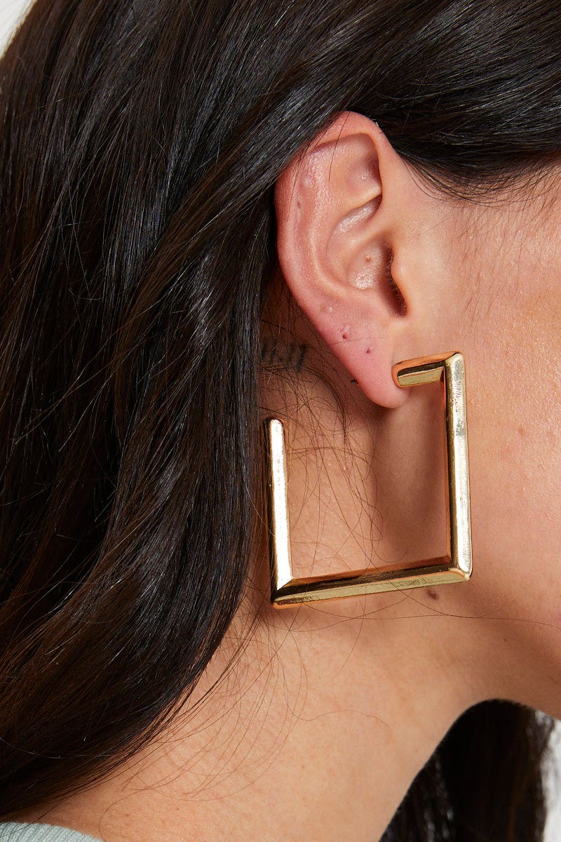 Gold 3 Piece Square Hoop Set