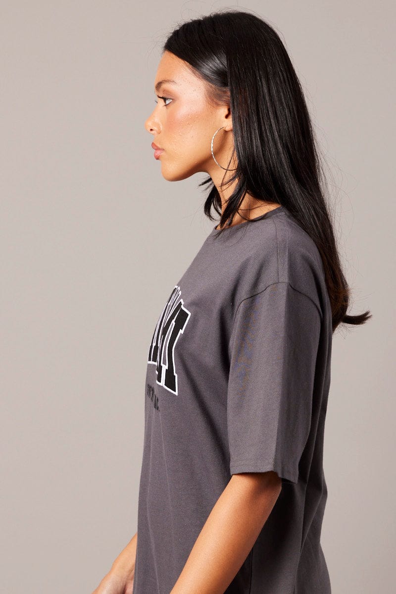 Grey Graphic Tee Short Sleeve