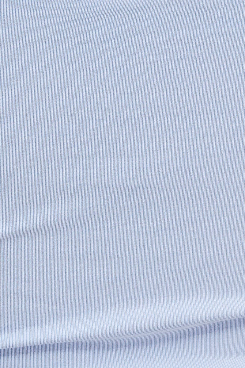 Blue Top Long Sleeve Gathered Bust