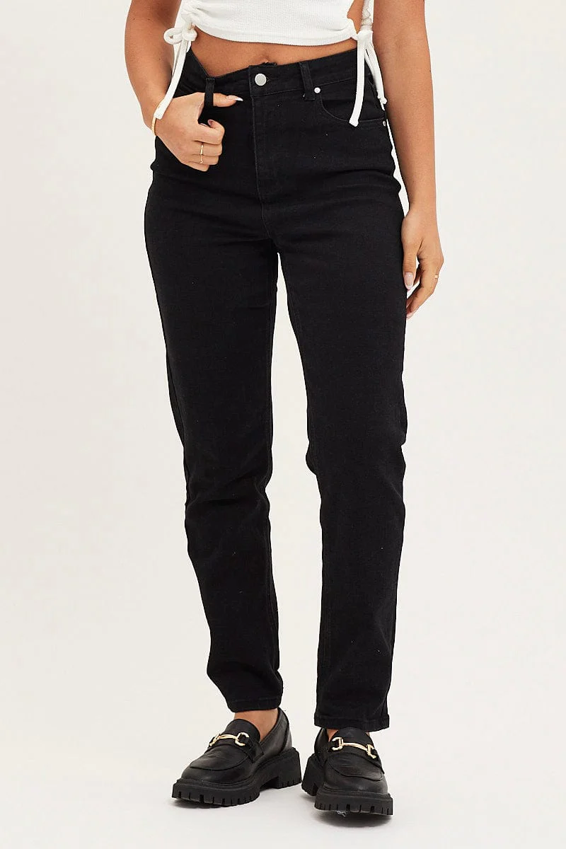 Black High Rise Mom Jeans