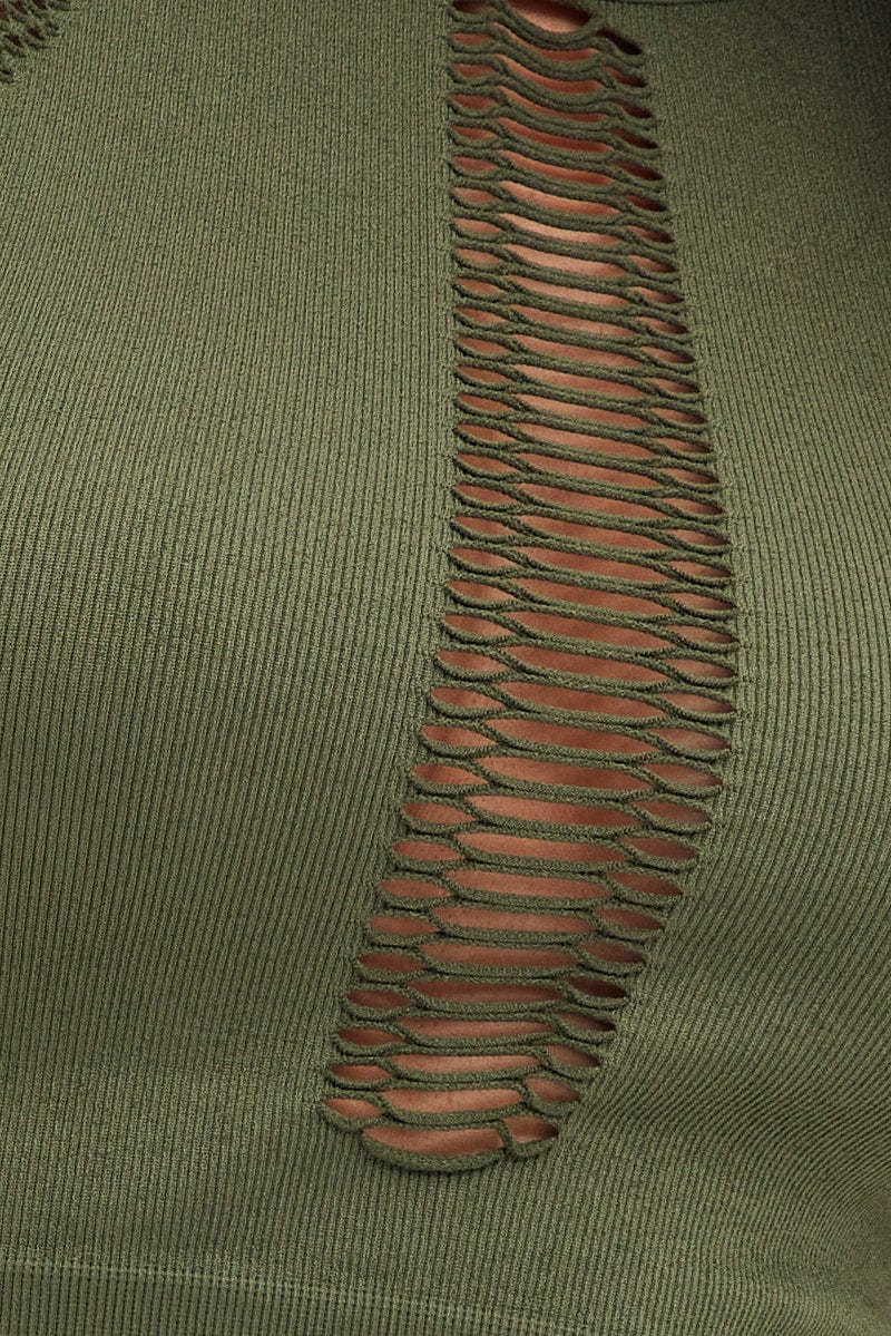 Green Tank Top Laser Cut Seamless