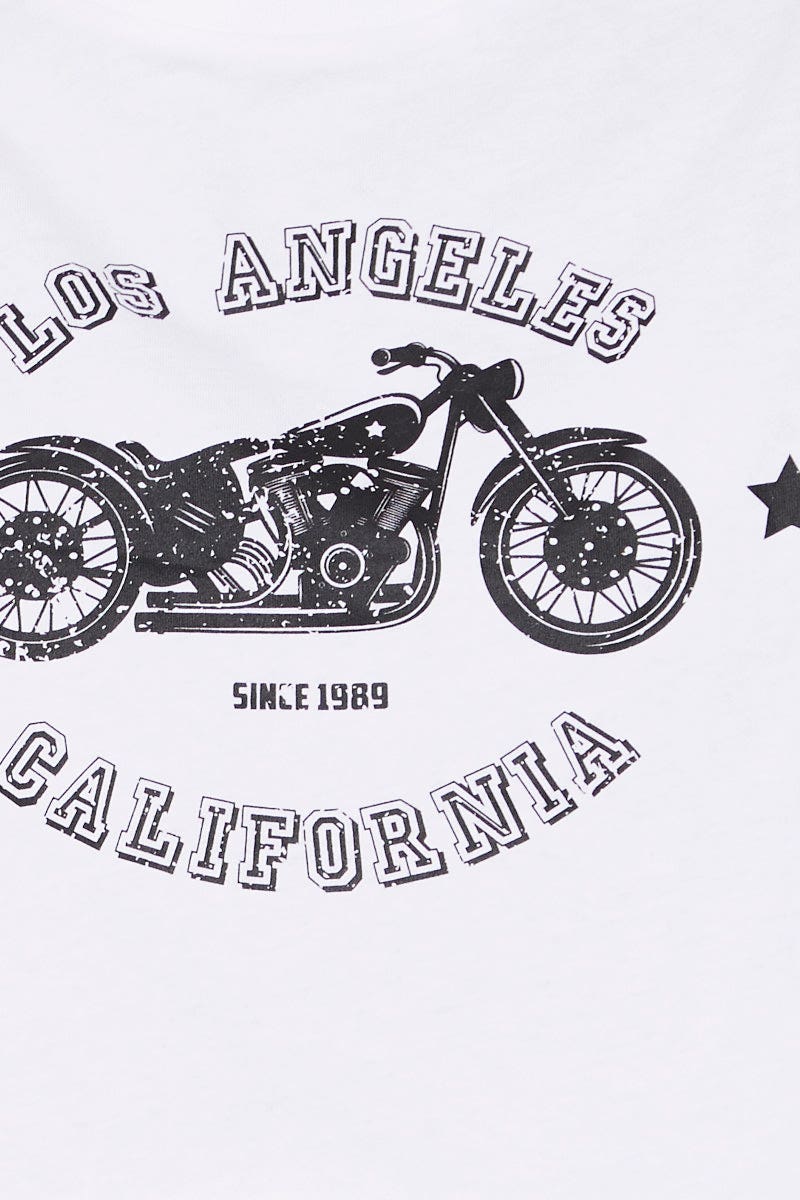 White Graphic T Shirt Short Sleeve Crop