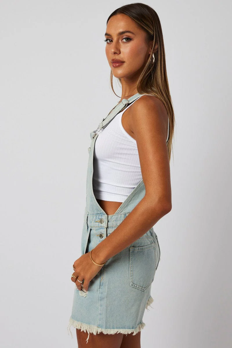 Denim Short Dungaree Ripped
