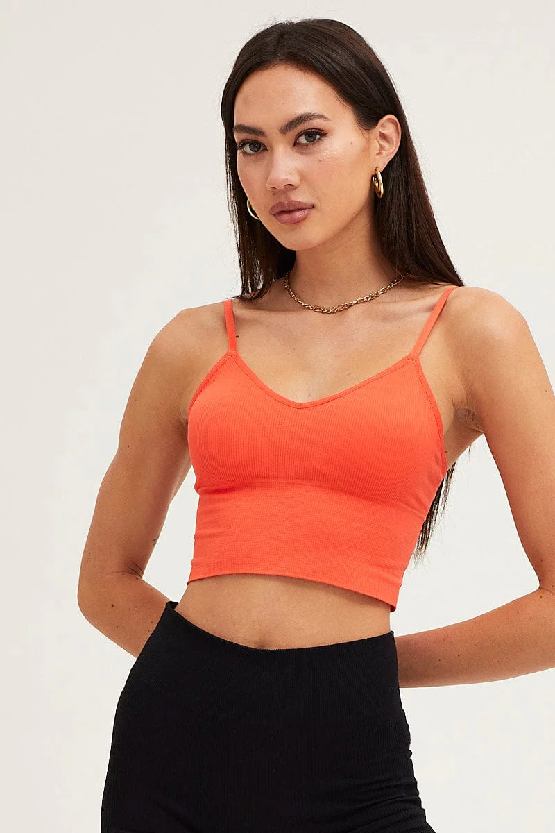 Orange Crop Singlet Top Seamless