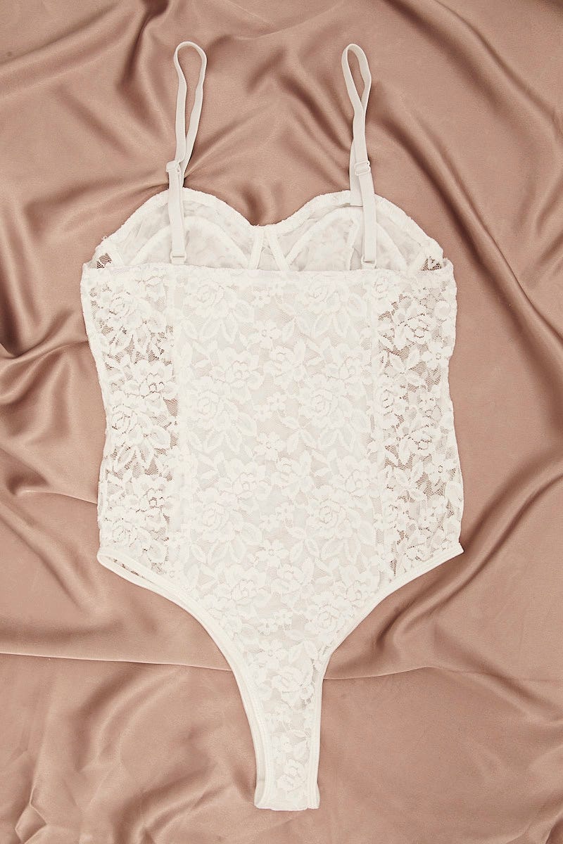White Lace One Piece Teddy Bodysuit