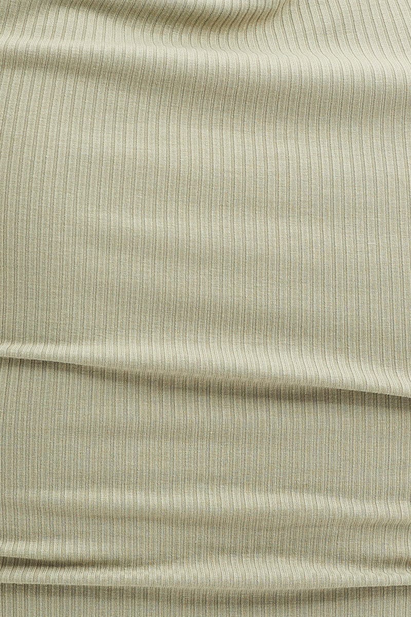 Green Ruched Top Short Sleeve Ribbed