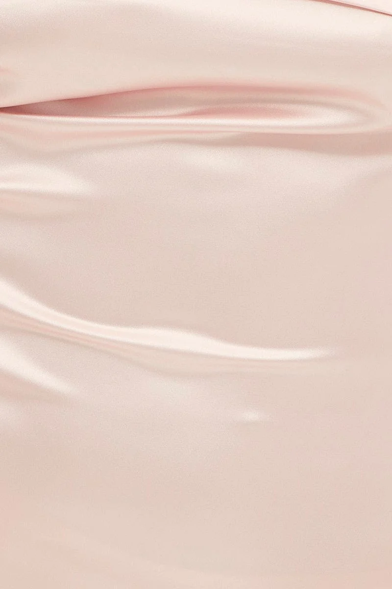 Pink Satin Straight Midi Dress