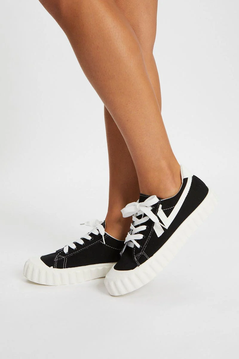 Black Contrast Line Detail Sneakers