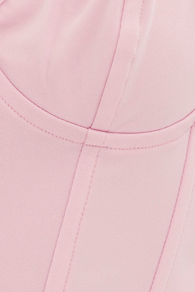 Pink Corset Singlet Sleeveless Sweetheart Neck