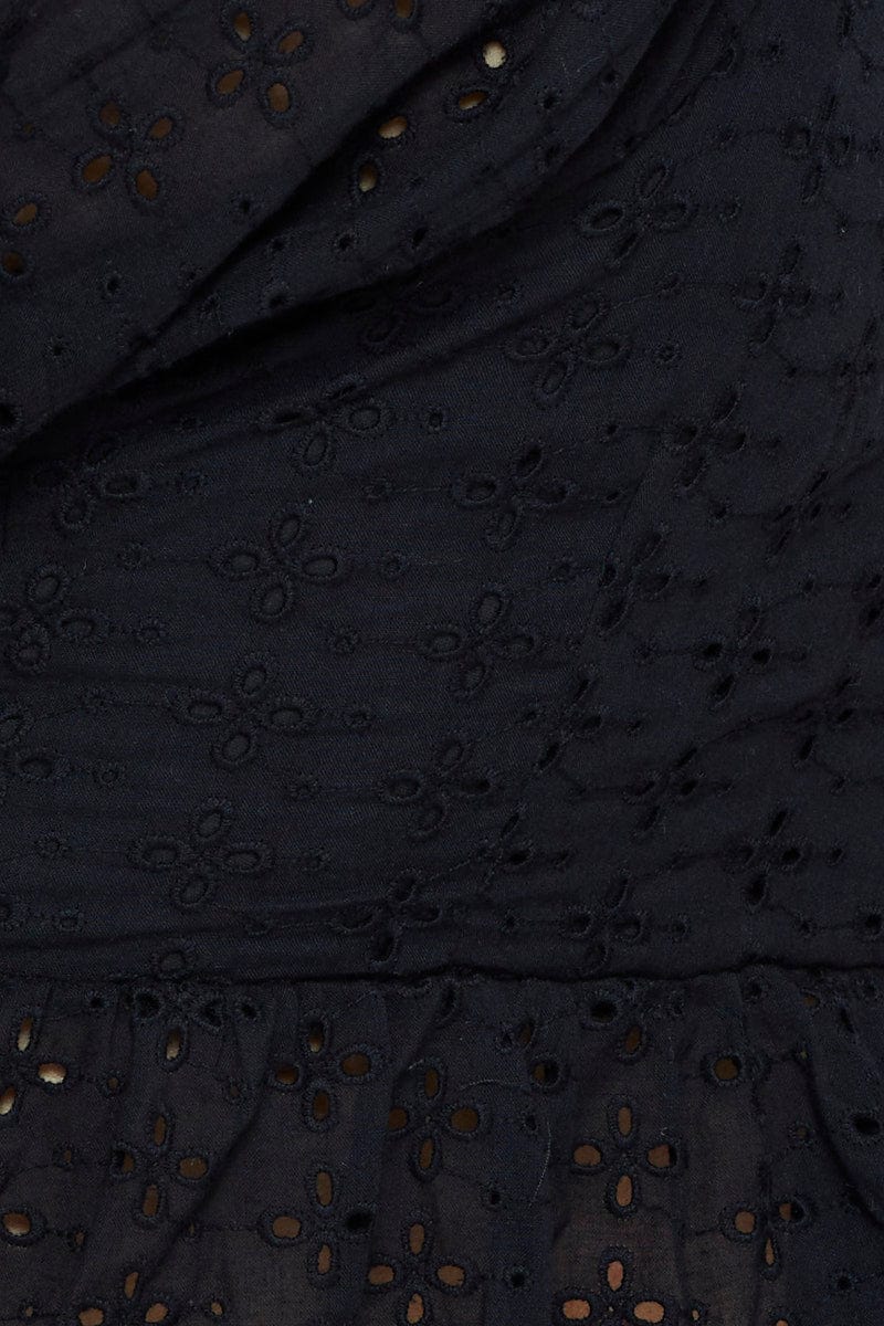 Black Wrap Top Short Sleeve Tie Up