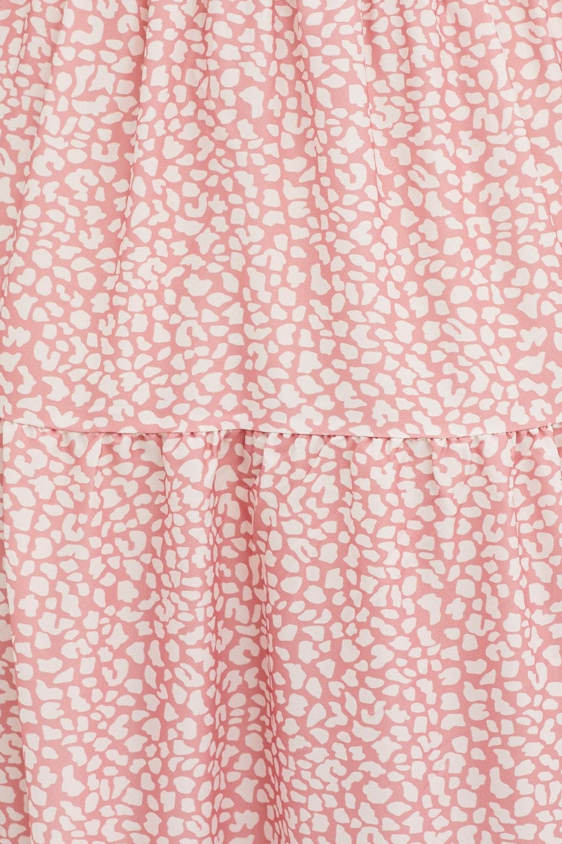 Geo Print Maxi Dress Long Sleeve V Neck