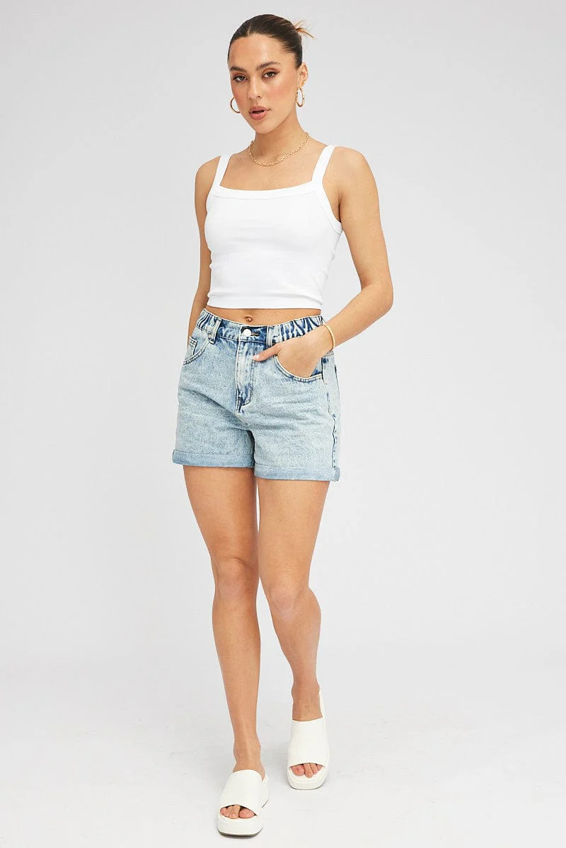 White Singlet Top Round Neck Seamles