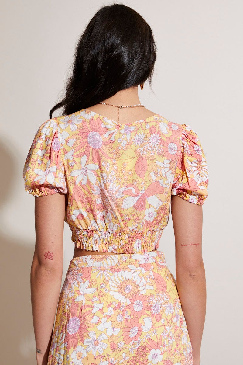 Print Crop Top Short Sleeve