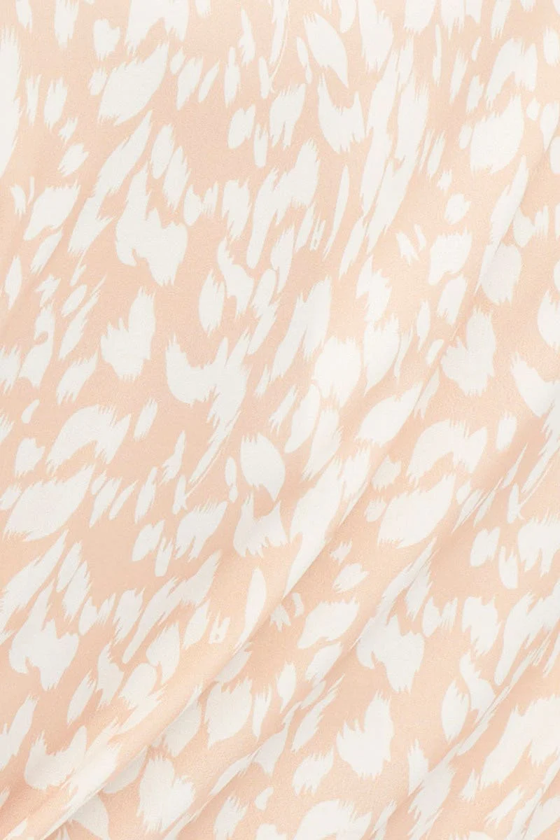 Print Wrap Top Long Sleeve Peplum