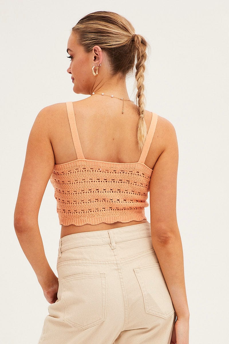 Orange Crochet Singlet Top