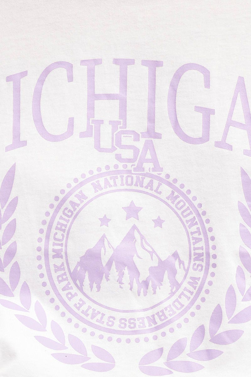 White Crew Cropped Graphic T-Shirt