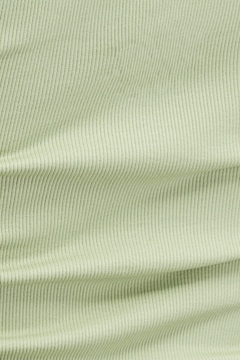 Green Singlet Top Round Neck Seamles