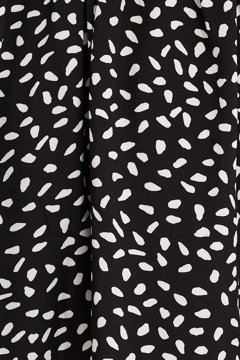 Print Puff Sleeve Skater Dress