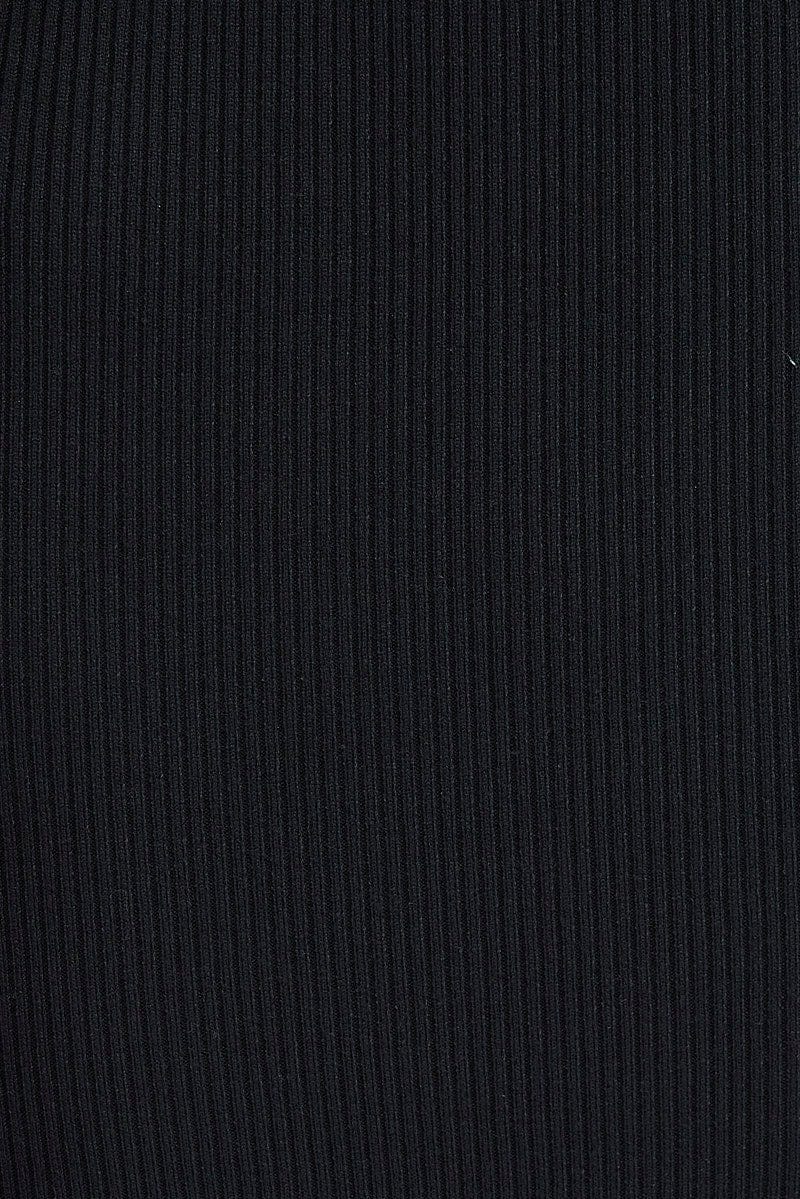 Black Knit Dress High Neck Sleeveless Midi