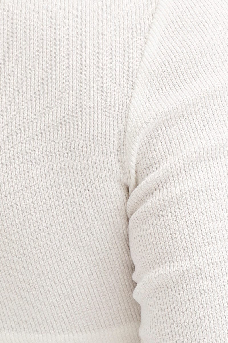 White Scarf Top Ribbed