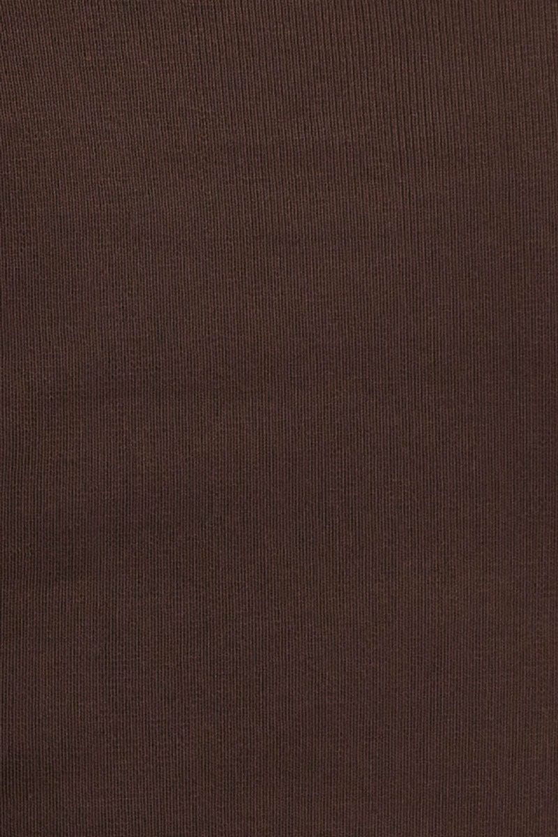 Brown Knit Top Long Sleeve Crop