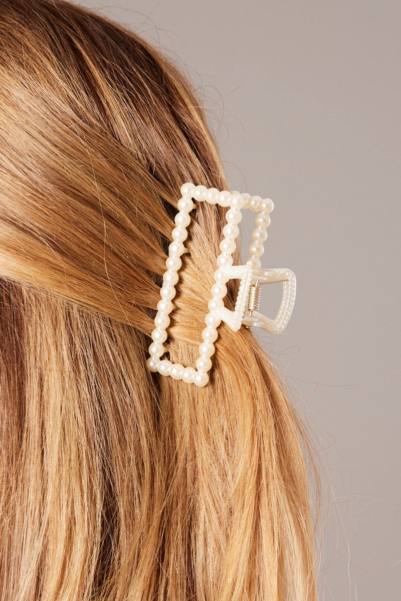 White Pearl Claw Clip